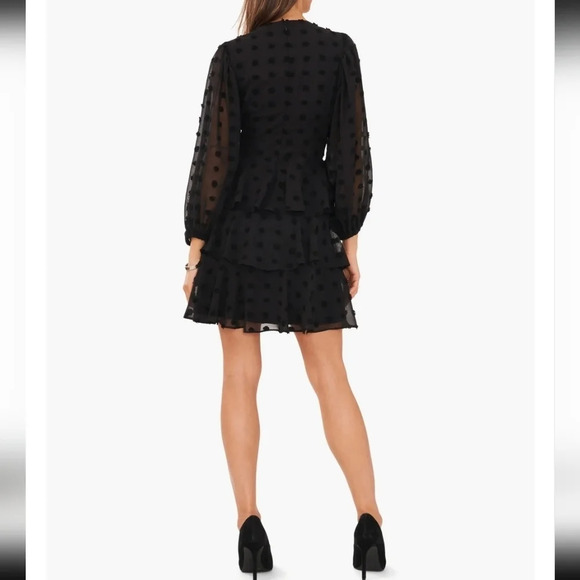 Halogen Dot Tiered Ruffle Long Sleeve Dress - Picture 2 of 10